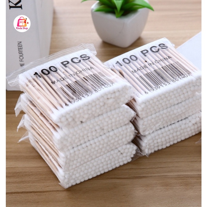 ซื้อ คอตตอนบัด 100 ก้าน (แพ็คเดี่ยว) Cotton buds สำลีปั่นหูด้ามไม้ สำลีไม้ สำลีก้าน สำลีเช็ดเครื่องสำอาง