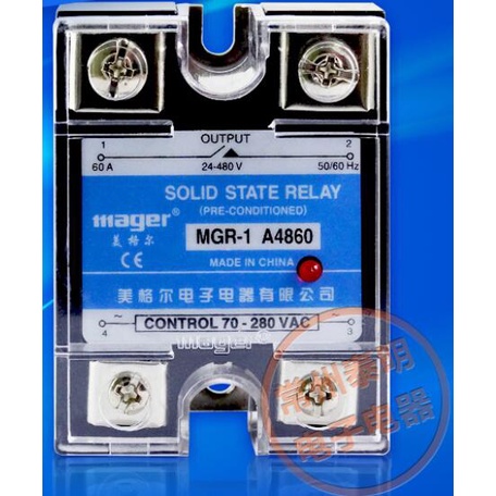 HB mager ของแท้ใหม่ SSR รีเลย์โซลิดสเตตเฟสเดียว 60A MGR-1 A4860 การควบคุม AC AC 220VAC-AC 24-480V 70