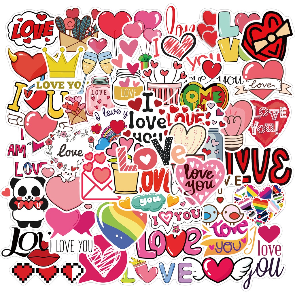 💥พร้อมส่ง💥Valentine wedding วาเลนไทน์ LOVE รัก โรแมนติก sticker สติกเกอร์กันน้ำ งานแต่งงาน 50ชิ้น