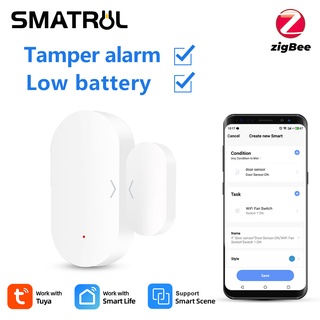 SMATRUL Tuya Zigbee สมาร์ทเซ็นเซอร์ไร้สาย ตรวจจับการเคลื่อนไฟว สำหรัลติดประตู หน้าต่าง ลิ้นชัก ประตูโรงรถ ควมคุมผ่าน Alexa Google Home GATEWAY HUB