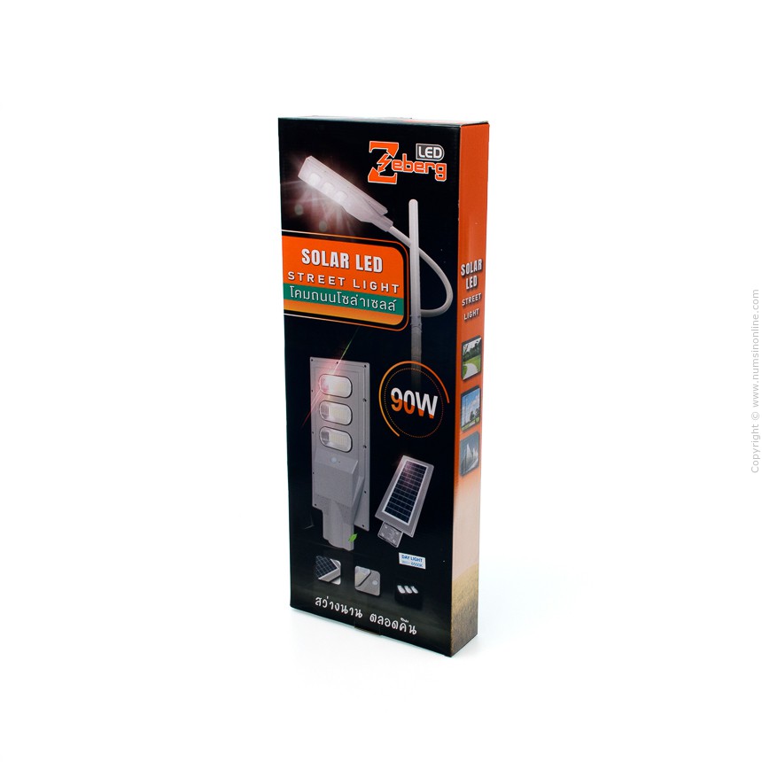 โคมถนนโซล่าเซลล์ LED 90W ZEBERG