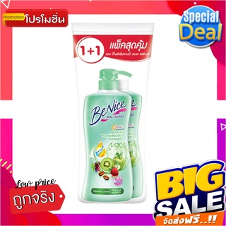 บีไนซ์ ครีมอาบน้ำ สูตรกระชับผิว สีเขียว ขนาด 450 มล. แพ็คคู่BeNice Liquid Soap Green 450 ml x 1+1