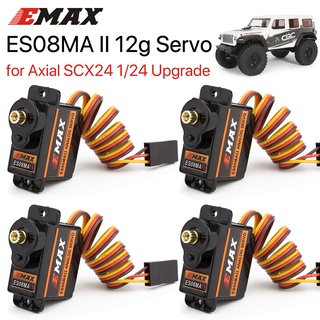 มอเตอร์เซอร์โวอะนาล็อก Emax ES08MA II SCX24 Servo 12g 15T ขนาดเล็ก สําหรับอัพเกรดรถบังคับ Axial SCX24 4 ชิ้น