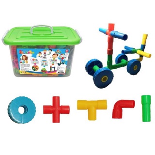 คิดอาร์ท ชุดตัวต่อเสริมทักษะ ลายท่อ คละสี 660กรัม/กล่อง  Kidart  Super Pipe Mini Blocks 660g./Box (SET-18C/B)