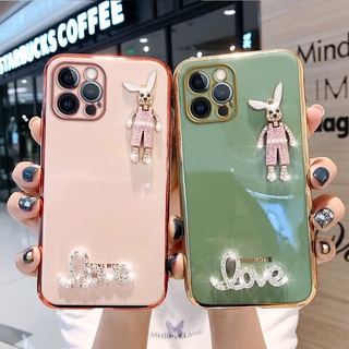 เคสโทรศัพท์มือถือ ป้องกันกล้อง ลายกระต่าย ประดับเพชร วิบวับ หรูหรา สําหรับ Huawei P20 P20 Pro P20 Lite P30 P30 Pro P30 Lite P40 P40 Pro P40 Lite PSmart 2019