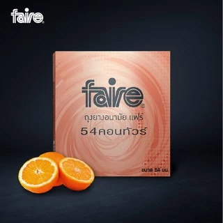 [Pack 4] แฟร์ 54 คอนทัวร์ ถุงยางอนามัย ผิวเรียบ 54 มม กลิ่นส้ม 4 กล่อง รวม 12 ชิ้น Faire 54 Contour Condom 12 Pieces