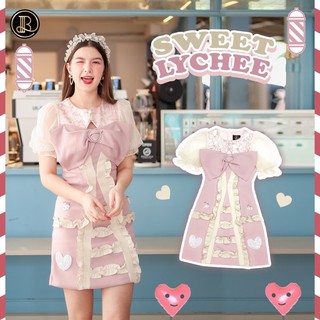 BRAND การันตีเสื้อผ้าแบรนด์แท้ มินิเดรสสีชมพูน้องโบว์ Size M SWEET LYCHEE