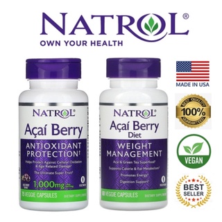 Natrol, Acai Berry, สารสกัดอาซาอิเบอร์รี่ 1,000 mg Antioxidant (สูตรชะลอวัย/ Diet สูตรลดน้ำหนัก) 4.9