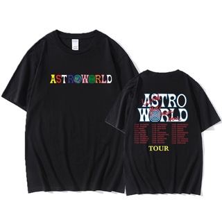 T-shirt  เสื้อยืด พิมพ์ลายตัวอักษร Travis Scott Astroworld Tour สไตล์สตรีท สําหรับผู้ชายS-5XL