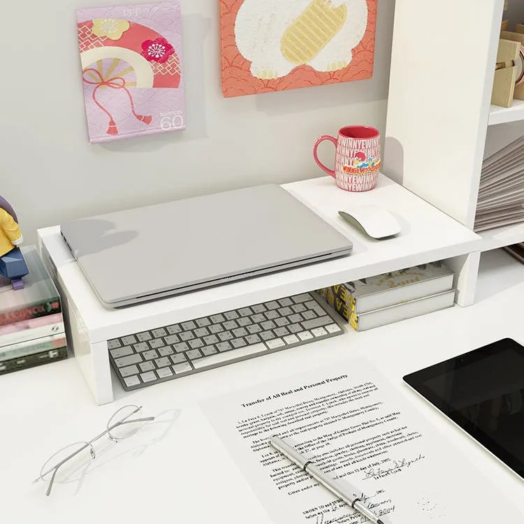 📢พร้อมส่งจ้า ชั้นวางจอคอม ชั้นวางโน้ตบุ๊ค (สีขาว/ดำ/ไม้) ที่วางคอม ที่วางจอคอม ทนทานกว่า