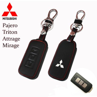 ปลอกหนังกุญแจรถยนต์ ประดับยนต์ ตกแต่ง กุญแจรถ Mitsubishi มิสซูบิชิ รุ่น Pajero / Attrage / Mirage 3ปุ่ม