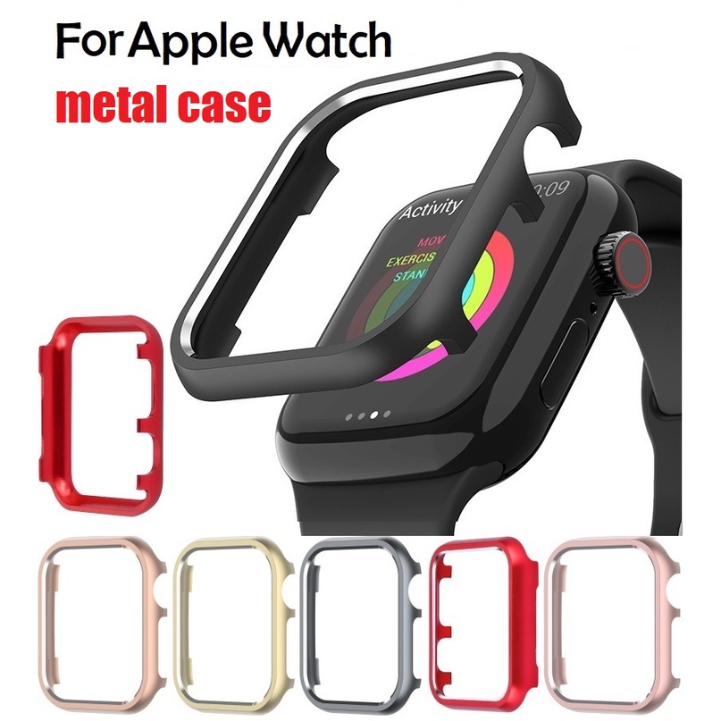 Apple Watch Case IWatch Series 7 6 5 4 3 2, Apple Watch SE Protection Metal Frame Shell Case Cover For iWatch 41mm 45mm 40mm 44mm 42mm 38mm Protective Skin Bumper apple watch series 7 case