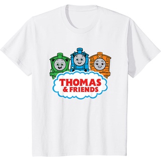 เสื้อยืดผ้าฝ้ายพิมพ์ลายขายดีเสื้อยืดคอกลมcrew neckเสื้อยืด ลาย Thomas &amp; Friends สําหรับเด็ก เสื้อท็อปส์ แฟชั่นสําหรับเด็