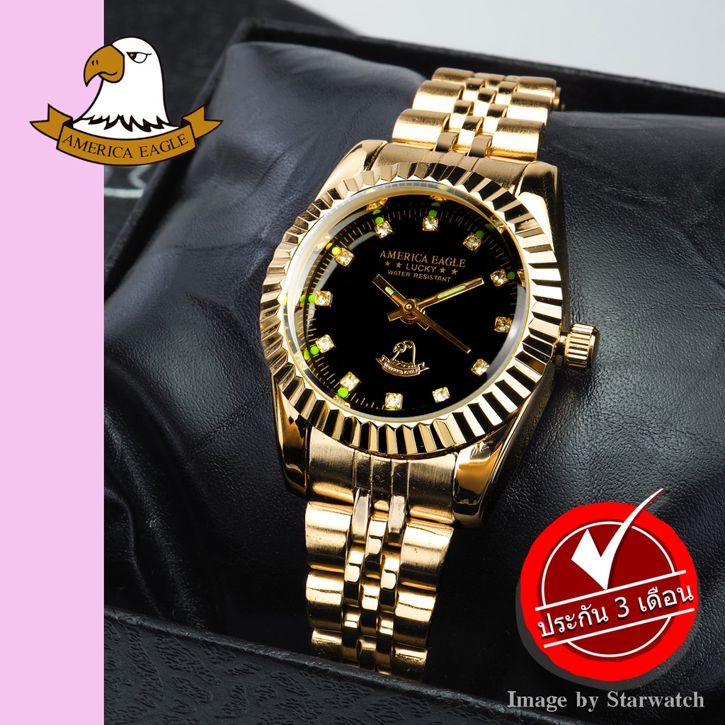 นาฬิกา GRAND EAGLE สำหรับผู้หญิง สายสแตนเลส รุ่น AE001L - Gold/Black