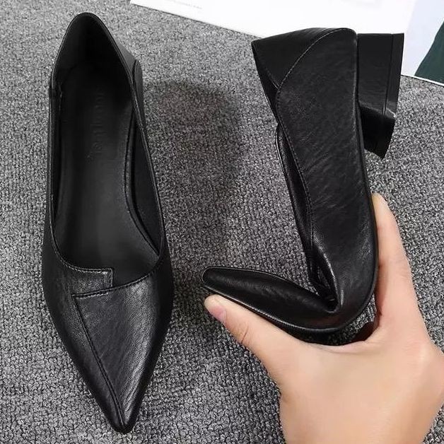 รองเท้าสตรีรองเท้าเดี่ยวป้องกันการลื่นและทนต่อการสึกหรอส้นหนารองเท้าผู้หญิงแบบตื้นรองเท้าส้นสูงขนาดเล็ก ราคา ถูกที่สุด ดีลบีเคเค แกลเลอรีภาพที่ 8
