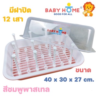 ชุดเสียบขวดนม แบบมีฝาครอบ พร้อมฝาปิด สีชมพู Baby Home