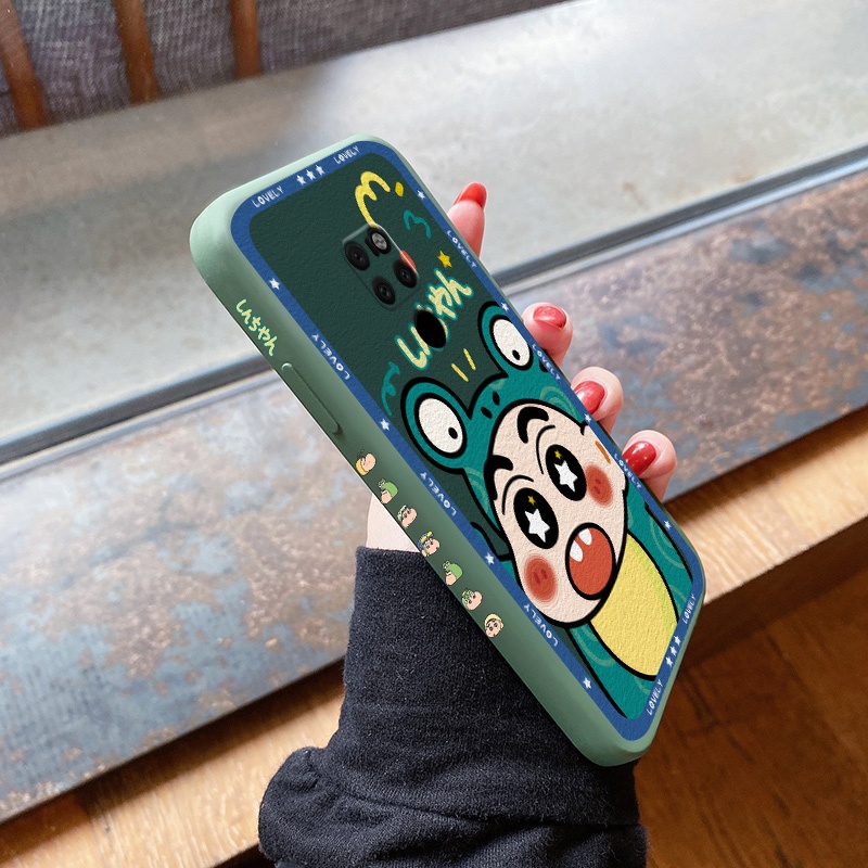 เคสโทรศัพท์ Huawei Mate 9 Mate 10 Pro Mate10 Lite Mate 20 Pro Mate 20X Mate20 Lite เคสหลังนิ่มกันกระแทกลายการ์ตูนเครยอนชินจังพร้อมเคสป้องกันเลนส์เต็มตัวกล้องลายซิลิโคนเหลวด้านข้างสำห