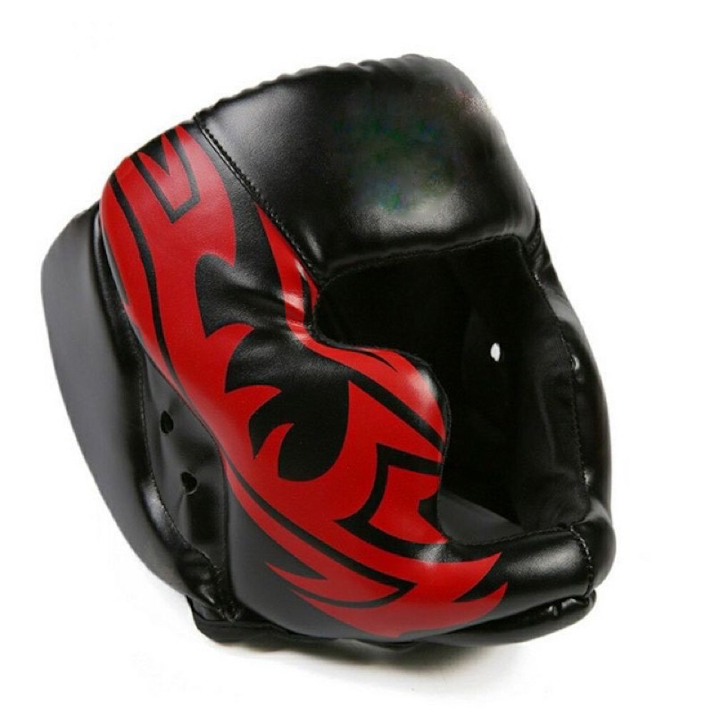 เฮดการ์ด มวย PU Boxing หมวกมวย สีดำแดง ป้องกันศีรษะระบายอากาศได้ดีปิดมิดชิด Head Guard