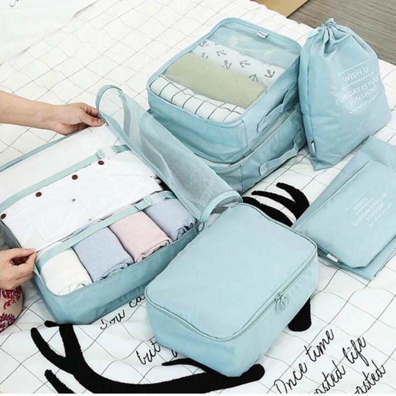 【8 ชิ้น Set】 กระเป๋าจัดระเบียบเดินทาง กระเป๋าจัดระเบียบ ถุงเก็บซิปหนา กระเป๋าเก็บของเดินทาง ออแกไนเซอร์ 8ชิ้น