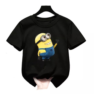 เสื้อยืด พิมพ์ลาย MINIONS สไตล์ญี่ปุ่น สําหรับเด็กผู้ชาย ผู้หญิง อายุ 1 2 3 4 5 6 7 8 9 10 11 ปี