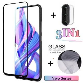 （3 in 1）Vivo Y15S Y33S Y21 Y12A Y11 Y19 (2019) Y20 Y20i Y20S Y52 Y72 5G ฟิล์มกระจกนิรภัย + ฟิล์มกันรอย +ฟิล์มป้องกันเลนส์ สำหรับ