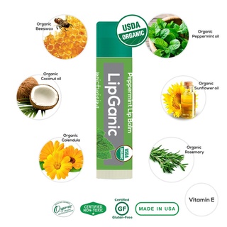 Lipganic Peppermint Organic Lip Balm เปปเปอร์มินต์ ออร์แกนิค ลิปบาล์ม(4.25g)