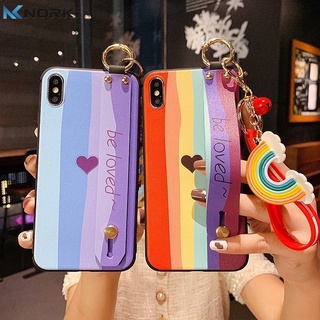 【พร้อมส่ง】เคสโทรศัพท์มือถือ Tpu นิ่ม แบบป้องกัน ปิดด้านหลัง ลายสายรุ้ง พร้อมจี้ห้อย แฟชั่น สําหรับ OPPO A12 A12E A7 A5 A5S A3S A9 A91 A59 A83 A79 F1S F5 F9 F15 F11 F11Pro F17Pro F19Pro Plus