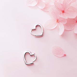 Earring🌟 Silver 925 ต่างหูแบบห่วงลายหัวใจ