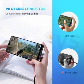 Ugreen สายชาร์จ USB Type C PD 60W 90 องศา QC 4.0 สําหรับแล็ปท็อป แท็บเล็ต โทรศัพท์ Samsung Galaxy S9 S8 iPad Pro Huawei Matebook Dell Xiaomi