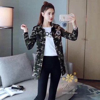 เสื้อเชิตผ้าสเปนเดกลายทหารกระดุมหน้า