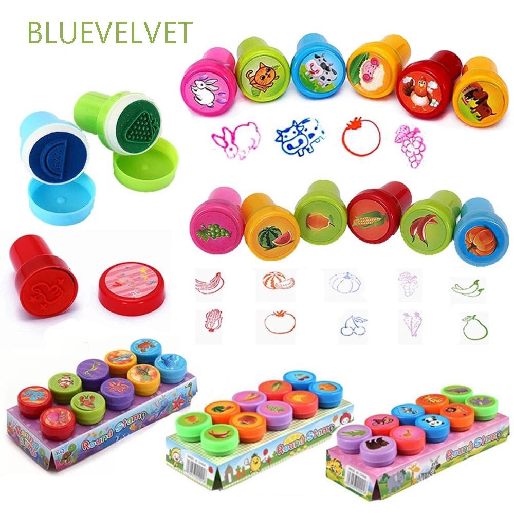 Bluevelvet ของเล่นเด็กแสตมป์ตรายางการ์ตูนไดโนเสาร์หลากสีน่ารัก Diy