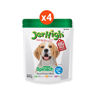 JerHigh เจอร์ไฮ ผักโขม สติ๊ก ขนมสุนัข 420กรัม บรรจุ 4 ซอง