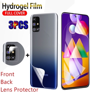 3 in 1 Front &amp; Back Camera Lens Protective Film For Samsung Galaxy M21 M51 M31 s M31s M30s A90 5G J4+ J6+ A8+ M01 M10 M11 J4 J6 A8 Plus S20 FE S20FE A7 2018 A01 Core Soft Hydrogel Film Full Protection Screen Protector Not Tempered Glass