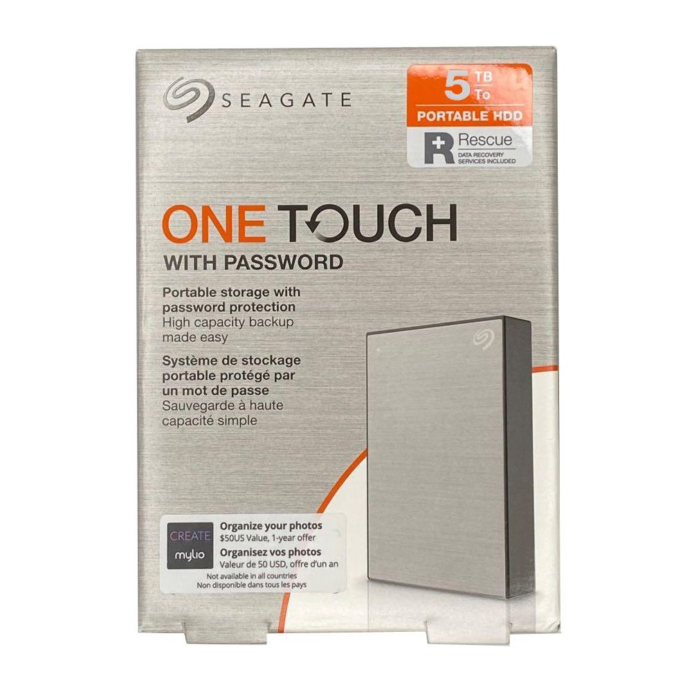 Seagate 5TB 2.5inch One Touch External Hard Disk with Password STKZ5000 (Silver)