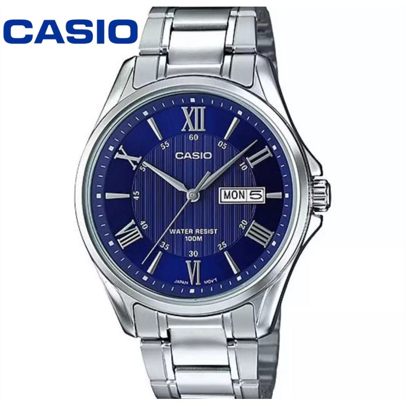 Casio นาฬิกาข้อมือผู้ชาย เลขโรมัน กันน้ำ 100M สายสแตนเลส รุ่น MTP-1384