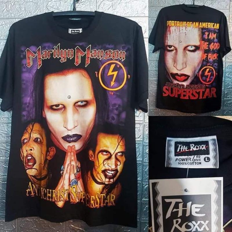 เสื้อ Marilyn Manson งานดีผ้าดี สกรีนสุด ๆ เท่ห์ๆ โดนๆ มาราคาถูกๆ ป้ายห้อย The Roxx