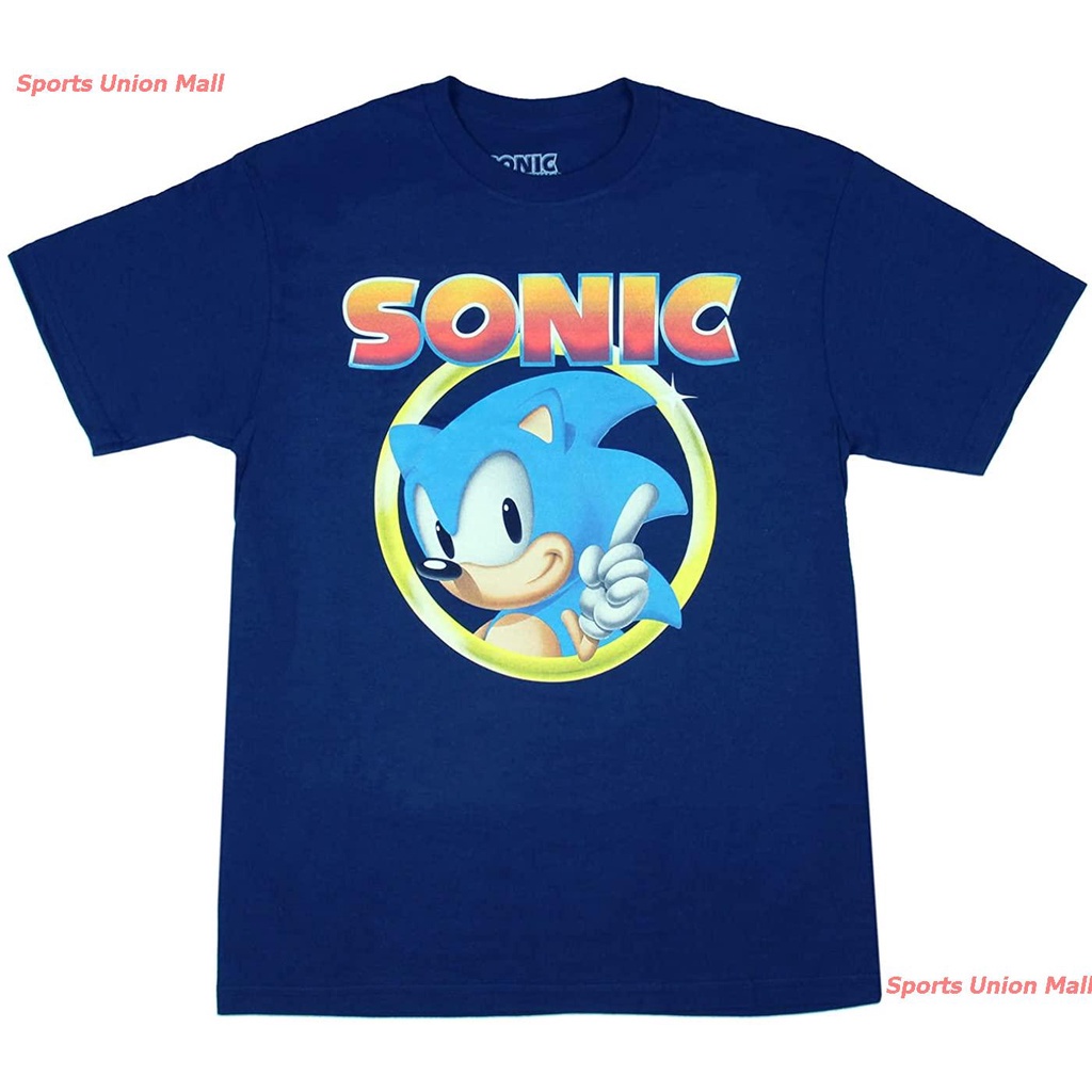 ผู้ชายและผู้หญิง หุ่นยนต์ เด็กผู้ชาย เสื้อยืด Sonic The Hedgehog Pointing Finger Sega Video Game Men's T-Shirt เสื้อคู่เ