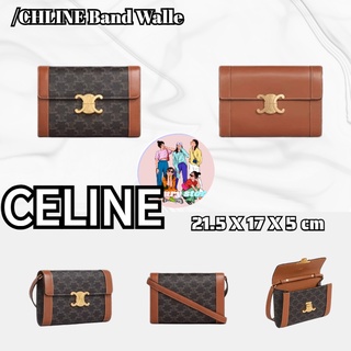 CELINE/CHLINE Band Wallet/คลัตช์/Crossbody/สายสะพายถอดได้/สายสะพายปรับระดับได้