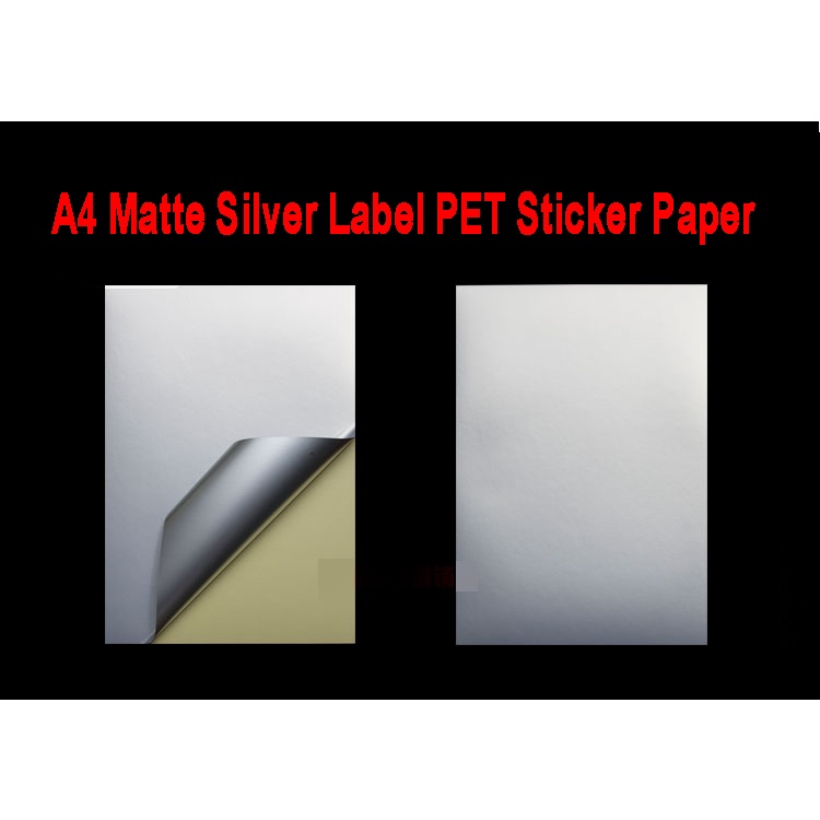 A4 Matte Silver Label Pvc Sticker Paper สําหรับเครื่องพิมพ์อิงค์เจ็ท (10 ชิ้น) / (50 ชิ้น)