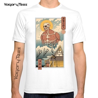 ใหม่ เสื้อยืดแขนสั้น พิมพ์ลายอนิเมะ Attack On Titan สีขาว