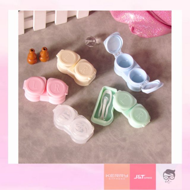ชุดตลับคอนแทคเลนส์​ 2 in 1 สีพาสเทล​ คละสี
