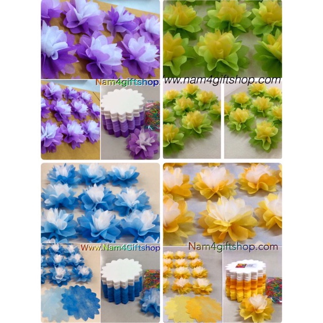 อุปกรณ์ห่อกระดาษสาห่อเหรียญจัดเซ็ต4แบบมี1200แผ่นยาง4ห่อนำไปห่อได้400ดอก
