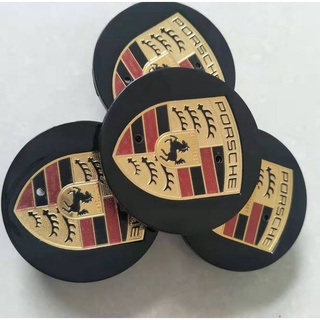 วัดก่อนสั่งซื้อ โลโก้ดุมล้อ ราคาต่อ 4 ชิ้น ปอเช่ สีดำ มีสองไซส์ black Porsche Wheel Center Caps Hub Caps 65mm 75mm