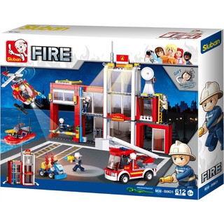 ProudNada Toys ของเล่นเด็กชุดตัวต่อเลโก้สถานีดับเพลิง(กล่องใหญ่สุดคุ้ม) Sluban FIRE 612 PCS B0631