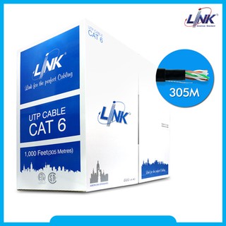 LINK US-9106OUT : CAT 6 UTP, PE OUTDOOR w/Cross Filler, 23 AWG (Double Jacket) สีดำ 305 M.