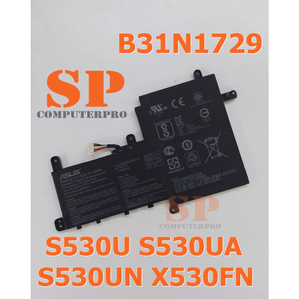แบตเตอรี่ของแท้ ASUS VIVO BOOK S15 S530F S530U S530UA S530UN X530FN  Model: B31N1729