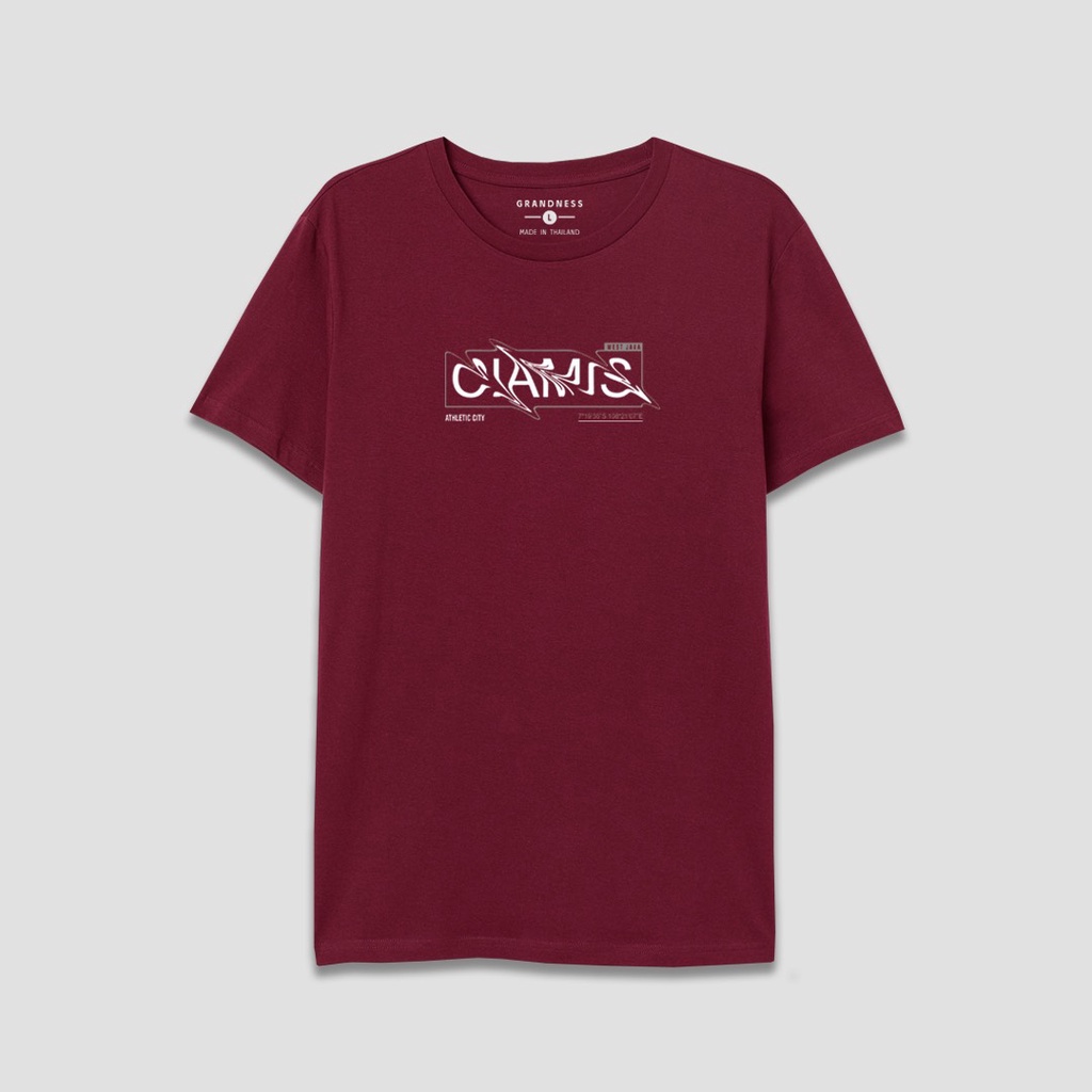 Grandness เสื้อยืด Luxury ลายกราฟิก รุ่น LX550 ( สีเลือดหมู )