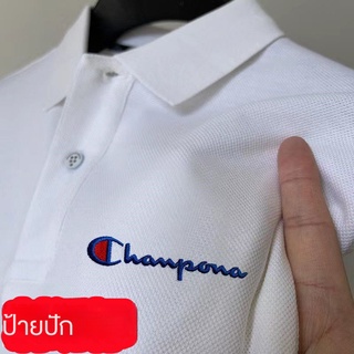 🔥จัดส่งจากประเทศไทย🔥Champion ผ้าฝ้ายปักลายเสื้อโปโลผู้ชายแขนสั้นเสื้อยืดคู่รักแบรนด์แฟชั่นหลวมสบายๆปกเสื้อ03 MORJ