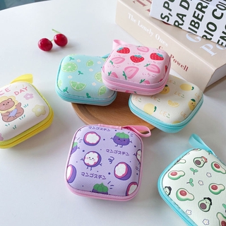 Korean New Mini Coin Purse Earphone Case PU Leather Cute Cartoon Travel USB Charging Cable Organizer Bags