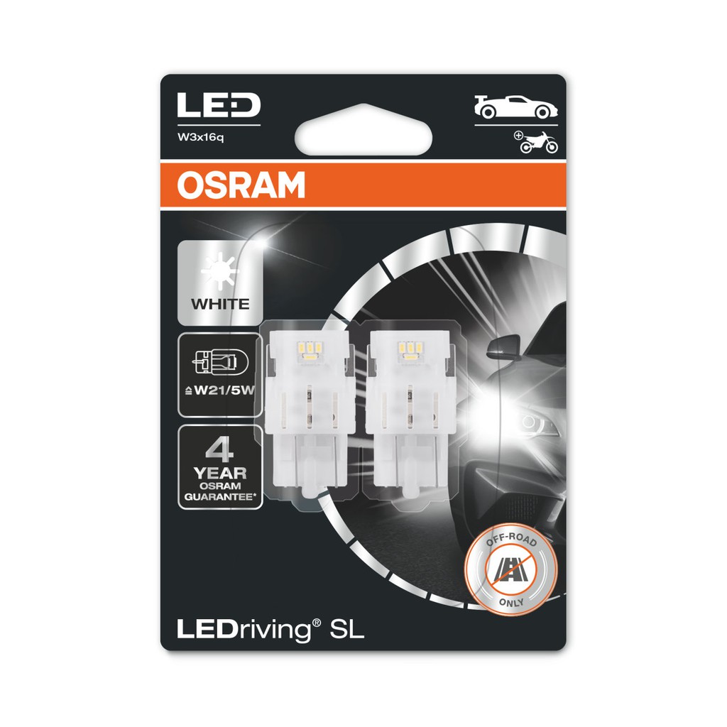 OSRAM T20 LED (2 LEG) W21/5W Cool White 6000K Double Blister Bulbs
